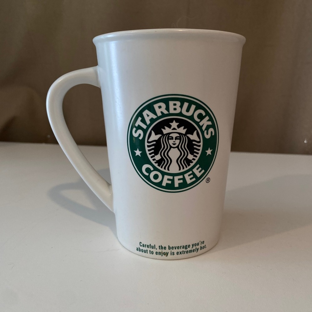 Starbucks Coffee Mug White Ceramic‎ 12oz Green Logo Drink Order Chart